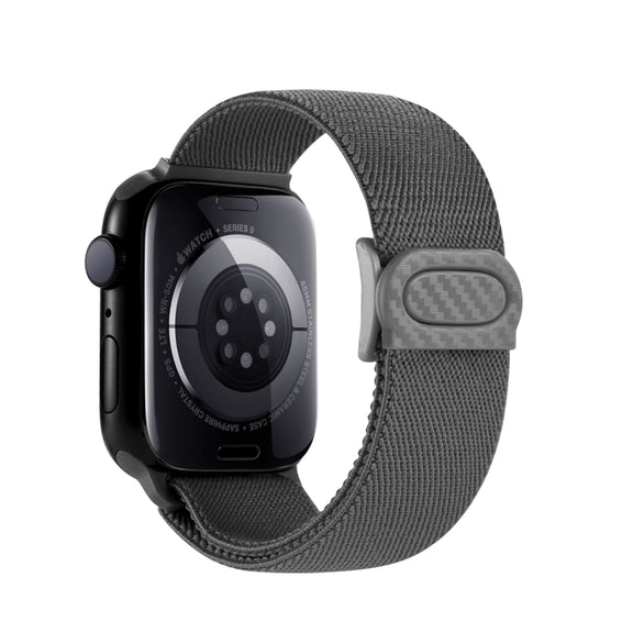 For Apple Watch 38mm Carbon Fiber Texture Snap Buckle Nylon Watch Band(Grey)