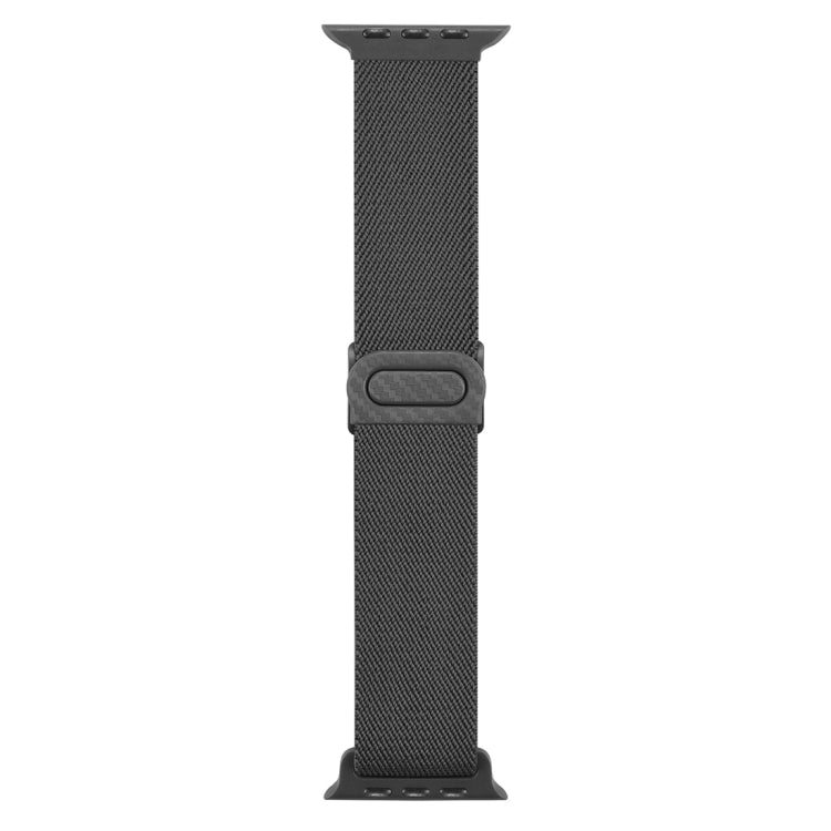 For Apple Watch 38mm Carbon Fiber Texture Snap Buckle Nylon Watch Band(Grey)
