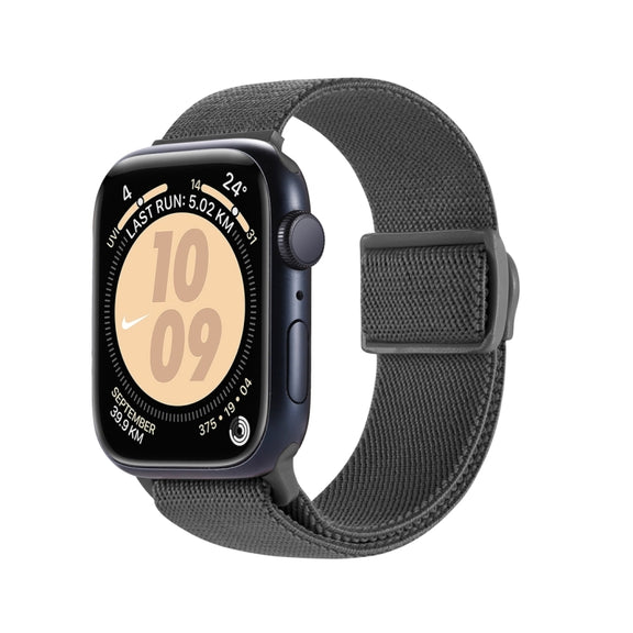 For Apple Watch 38mm Carbon Fiber Texture Snap Buckle Nylon Watch Band(Grey)