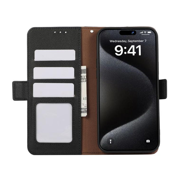 For iPhone 17 Air ABEEL Side-Magnetic Litchi Pattern Leather RFID Phone Case(Black)