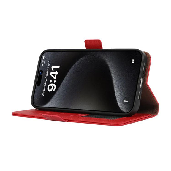 For iPhone 17 Pro Max ABEEL Side-Magnetic Litchi Pattern Leather RFID Phone Case(Red)