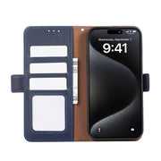 For iPhone 17 Pro Max ABEEL Side-Magnetic Litchi Pattern Leather RFID Phone Case(Blue)