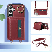 For Samsung Galaxy S24 5G Crossbodys Wallet Bag Ring Holder Leather Phone Case(Red)