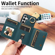 For Samsung Galaxy S24+ 5G Crossbodys Wallet Bag Ring Holder Leather Phone Case(Green)