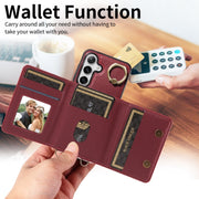For Samsung Galaxy S24+ 5G Crossbodys Wallet Bag Ring Holder Leather Phone Case(Red)