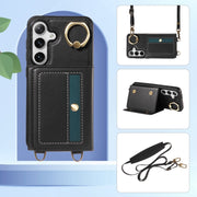For Samsung Galaxy S24+ 5G Crossbodys Wallet Bag Ring Holder Leather Phone Case(Black)