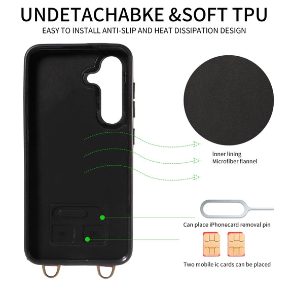 For Samsung Galaxy S24+ 5G Crossbodys Wallet Bag Ring Holder Leather Phone Case(Black)