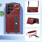 For Samsung Galaxy S24 Ultra 5G Crossbodys Wallet Bag Ring Holder Leather Phone Case(Red)