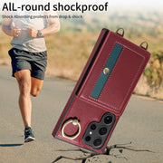 For Samsung Galaxy S24 Ultra 5G Crossbodys Wallet Bag Ring Holder Leather Phone Case(Red)