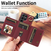 For Samsung Galaxy S24 Ultra 5G Crossbodys Wallet Bag Ring Holder Leather Phone Case(Red)
