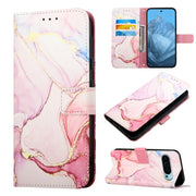 For Google Pixel 9 PT003 Marble Pattern Flip Leather Phone Case(Rose Gold)