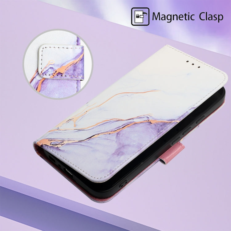 For Google Pixel 9 PT003 Marble Pattern Flip Leather Phone Case(White Purple) - Google Cases by PMC TechLife | Online Shopping South Africa | PMC TechLife | Buy Now Pay Later Mobicred