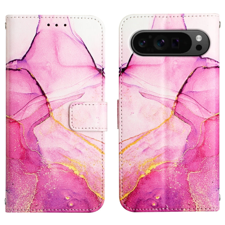 For Google Pixel 9 Pro PT003 Marble Pattern Flip Leather Phone Case(Pink Purple Gold) - Google Cases by PMC TechLife | Online Shopping South Africa | PMC TechLife | Buy Now Pay Later Mobicred