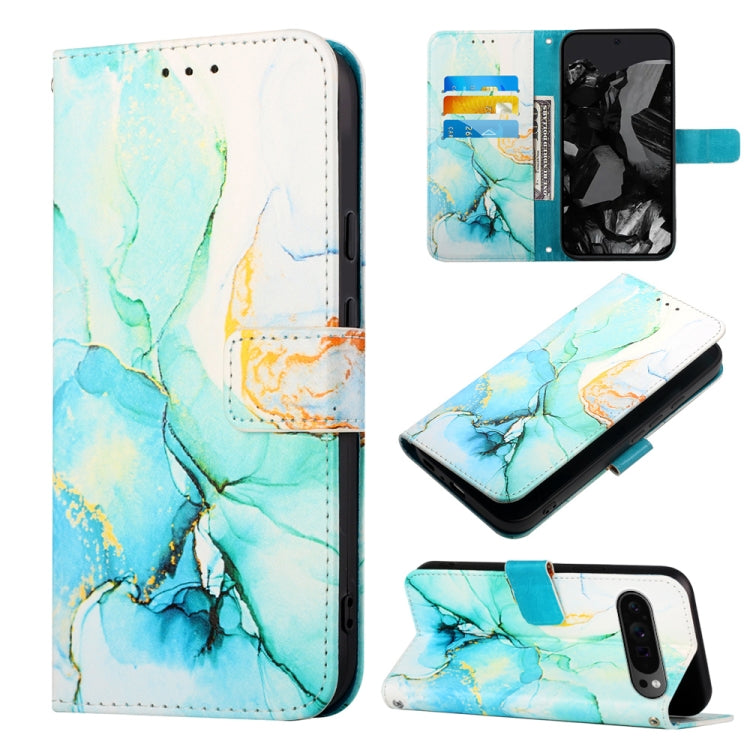 For Google Pixel 9 Pro PT003 Marble Pattern Flip Leather Phone Case(Green) - Google Cases by PMC TechLife | Online Shopping South Africa | PMC TechLife | Buy Now Pay Later Mobicred