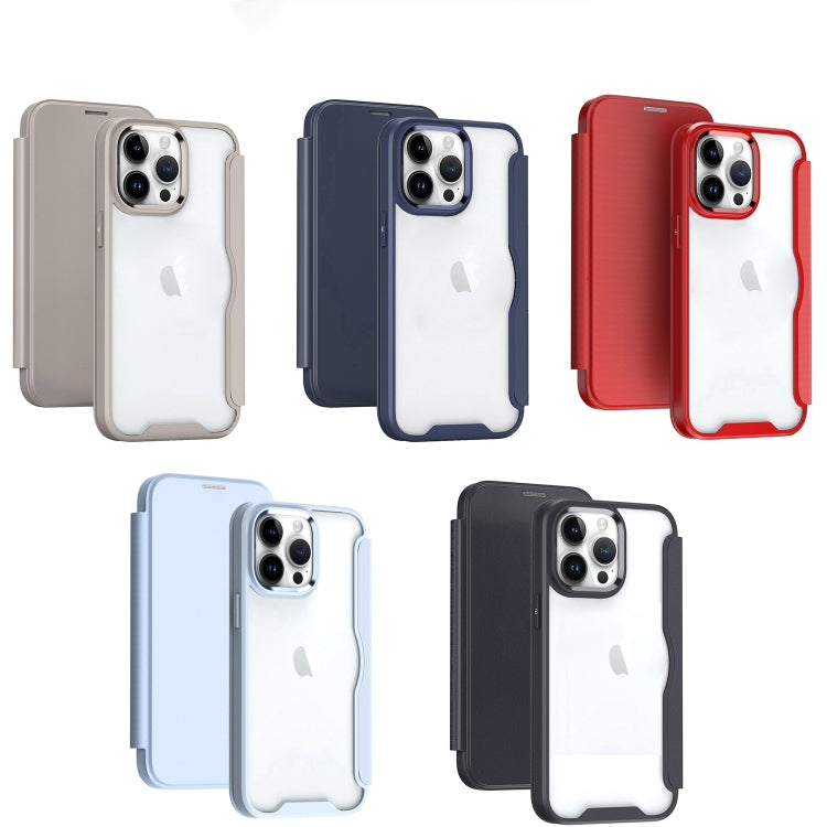 For iPhone 14 Pro Max RFID Blocking Adsorption Flip Leather Phone Case(Khaki) - iPhone 14 Pro Max Cases by PMC TechLife | Online Shopping South Africa | PMC TechLife