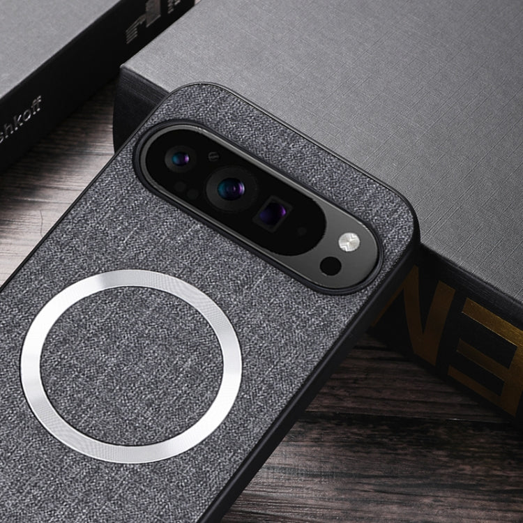 For Google Pixel 9 CD Magnetic Ring Cloth Texture PU Phone Case(Purple)