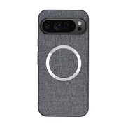 For Google Pixel 9 CD Magnetic Ring Cloth Texture PU Phone Case(Grey)