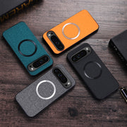For Google Pixel 9 Pro CD Magnetic Ring Cloth Texture PU Phone Case(Grey)