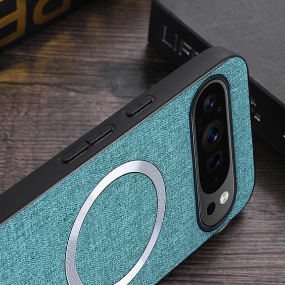 For Google Pixel 9 Pro CD Magnetic Ring Cloth Texture PU Phone Case(Grey)