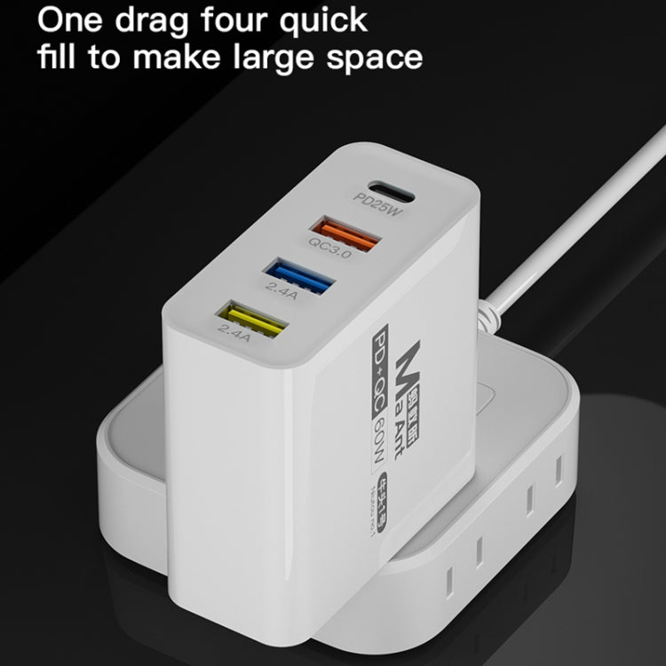 Ma-Ant 60W USB-C/Type-C+3 USB Multi-port Fast Charging Charger, Plug:US Plug(Black) - free shipping - PMC Jewellery - Order now!