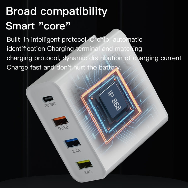 Ma-Ant 60W USB-C/Type-C+3 USB Multi-port Fast Charging Charger, Plug:US Plug(White) - free shipping - PMC Jewellery - Order now!