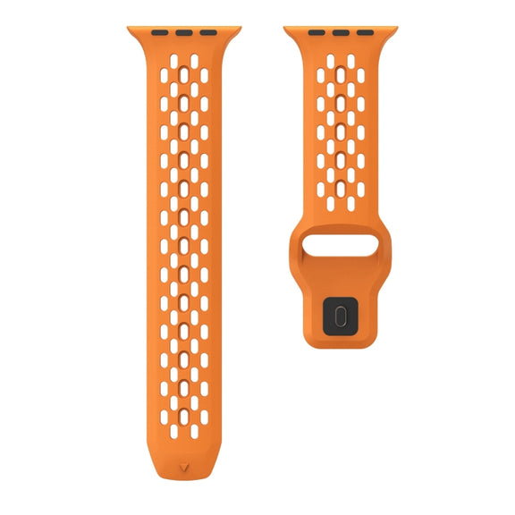 For Apple Watch Series 9 45mm Oval Holes Fluororubber Watch Band(Orange)