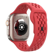 For Apple Watch Ultra 49mm Oval Holes Fluororubber Watch Band(Red)