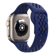 For Apple Watch Ultra 49mm Oval Holes Fluororubber Watch Band(Midnight Blue)