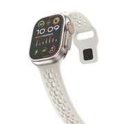 For Apple Watch SE 2022 44mm Oval Holes Fluororubber Watch Band(Starlight)