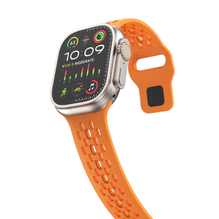 For Apple Watch Series 7 45mm Oval Holes Fluororubber Watch Band(Orange)