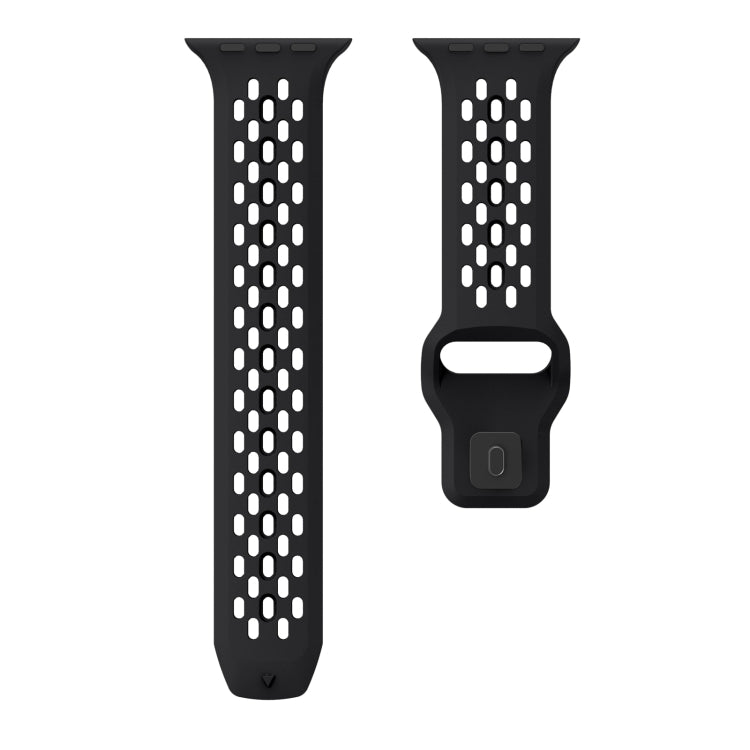 For Apple Watch Series 7 45mm Oval Holes Fluororubber Watch Band(Black)