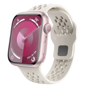 For Apple Watch Series 7 45mm Oval Holes Fluororubber Watch Band(Starlight)