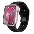 For Apple Watch SE 44mm Oval Holes Fluororubber Watch Band(Black) - Watch Bands by PMC TechLife | Online Shopping South Africa | PMC TechLife