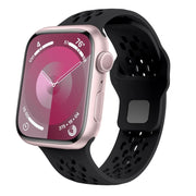 For Apple Watch SE 44mm Oval Holes Fluororubber Watch Band(Black)