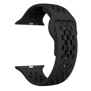 For Apple Watch SE 44mm Oval Holes Fluororubber Watch Band(Black)