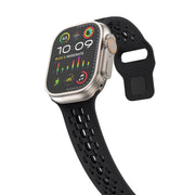 For Apple Watch SE 44mm Oval Holes Fluororubber Watch Band(Black)