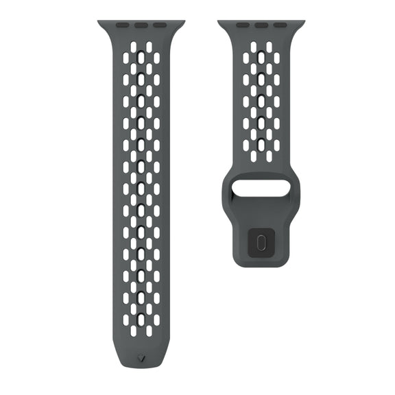 For Apple Watch SE 44mm Oval Holes Fluororubber Watch Band(Dark Grey)