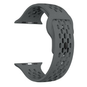 For Apple Watch SE 44mm Oval Holes Fluororubber Watch Band(Dark Grey)