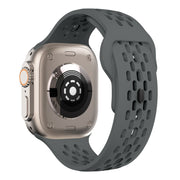 For Apple Watch SE 44mm Oval Holes Fluororubber Watch Band(Dark Grey)