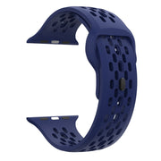 For Apple Watch SE 44mm Oval Holes Fluororubber Watch Band(Midnight Blue)