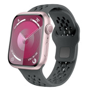 For Apple Watch Series 5 44mm Oval Holes Fluororubber Watch Band(Dark Grey)