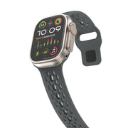 For Apple Watch Series 2 42mm Oval Holes Fluororubber Watch Band(Dark Grey)