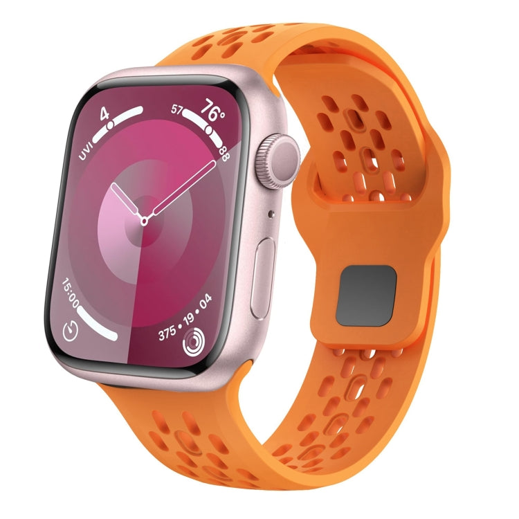 For Apple Watch 42mm Oval Holes Fluororubber Watch Band(Orange) - Watch Bands by PMC TechLife | Online Shopping South Africa | PMC TechLife