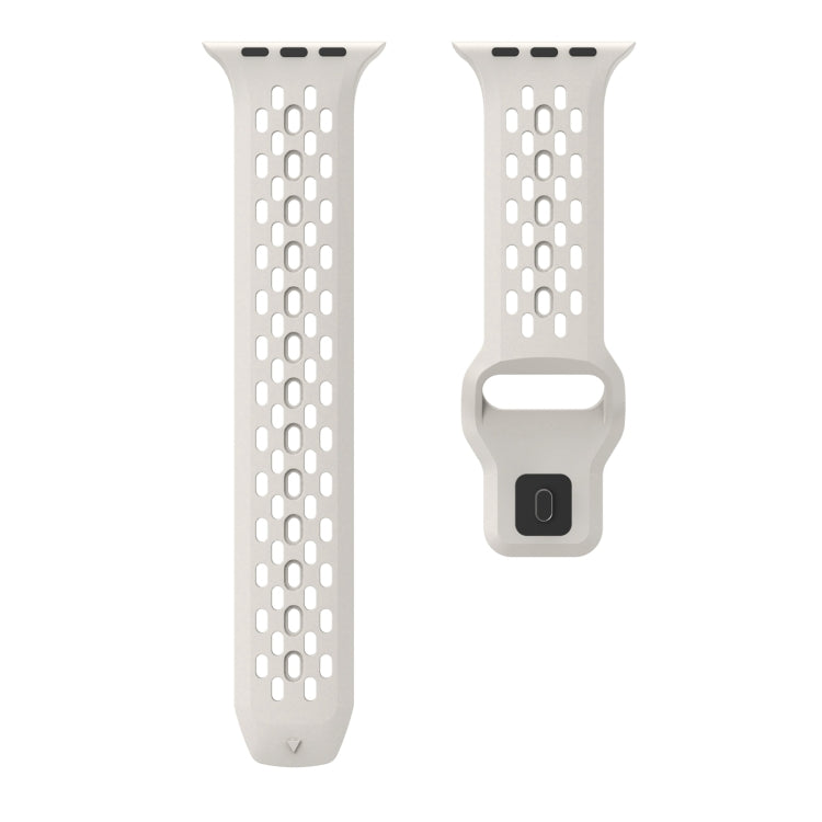 For Apple Watch 42mm Oval Holes Fluororubber Watch Band(Starlight) - Watch Bands by PMC TechLife | Online Shopping South Africa | PMC TechLife