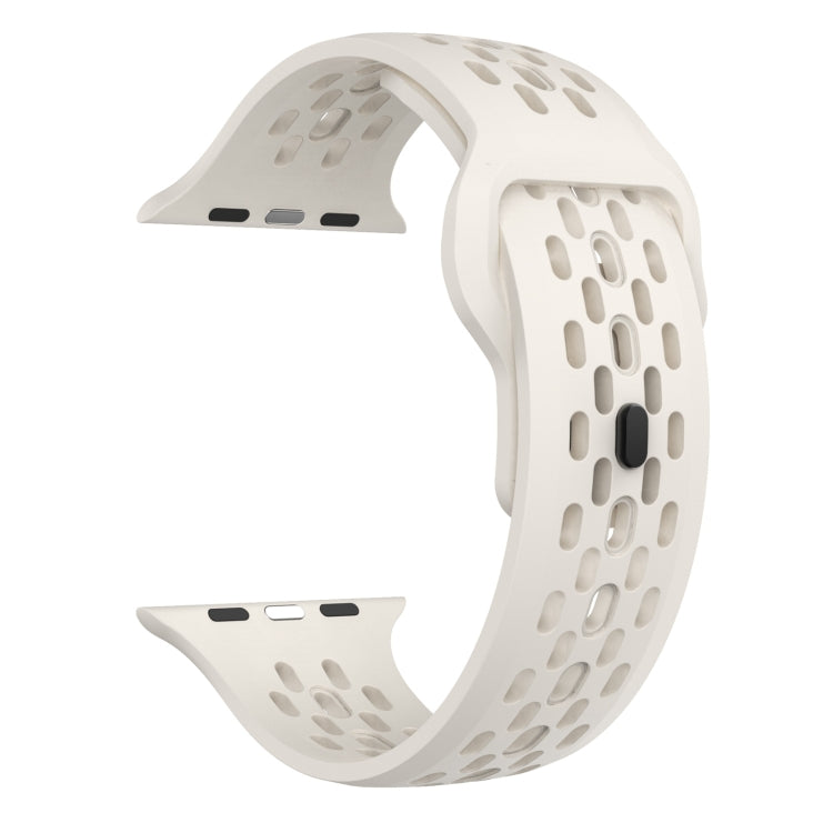 For Apple Watch 42mm Oval Holes Fluororubber Watch Band(Starlight) - Watch Bands by PMC TechLife | Online Shopping South Africa | PMC TechLife