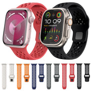 For Apple Watch SE 2023 44mm Oval Holes Fluororubber Watch Band(Red)