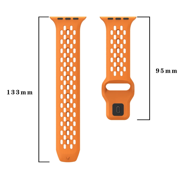 For Apple Watch Series 9 45mm Oval Holes Fluororubber Watch Band(Dark Grey)