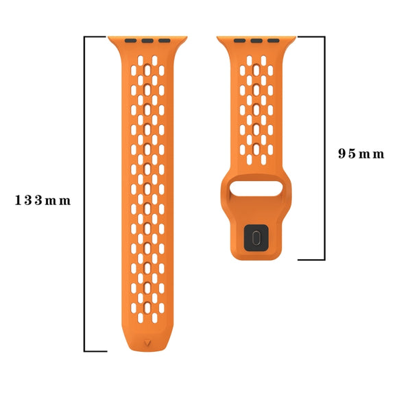 For Apple Watch Series 7 45mm Oval Holes Fluororubber Watch Band(Starlight)