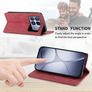 For Redmi K70 Ultra Business Solid Color Magnetic RFID Leather Phone Case(Red)