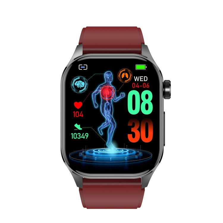 ET580 2.04 inch AMOLED Screen Sports Smart Watch Support Bluethooth Call /  ECG Function(Red Silicone Band) - Smart Watches by PMC TechLife | Online Shopping South Africa | PMC TechLife